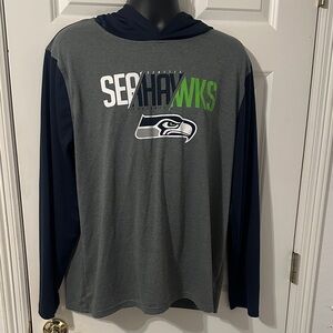 Seattle Seahawks NFL Team Apparel Gray and Blue Hoodie with Green Trim